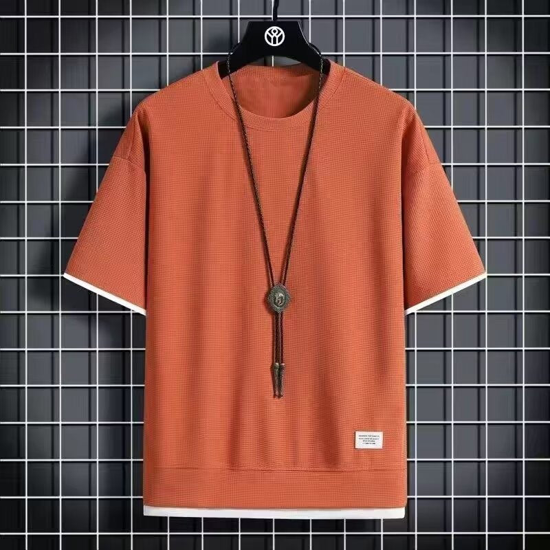 Chaolun Men's Short Sleeve Shirt t Summer Trendy Thin Breathable Shirt T Loose Waffle Short Sleeve Shirt