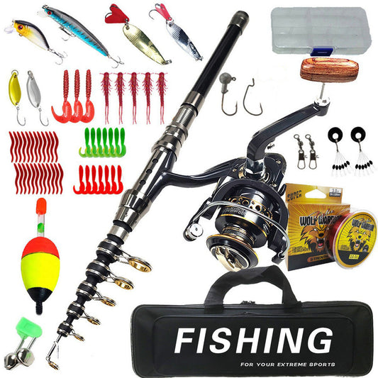 ZURYP Fishing Gear Set Long Casting Lure Sea Fishing Rod Full Set Soft Bait Hooks Fishing Line Cross-Border Exclusive