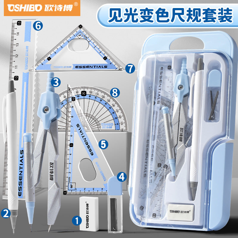 Compass and Ruler Set Essential Study Supplies for Middle School Students Elementary School Special Math Drawing Tool Set Ruler and Compass