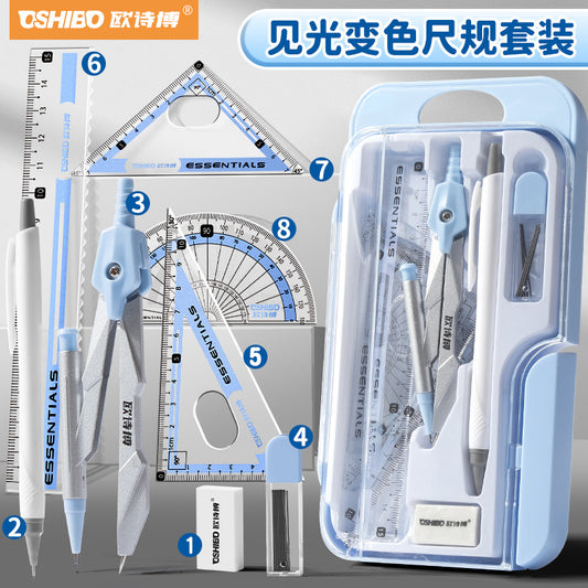 Compass and Ruler Set Essential Study Supplies for Middle School Students Elementary School Special Math Drawing Tool Set Ruler and Compass
