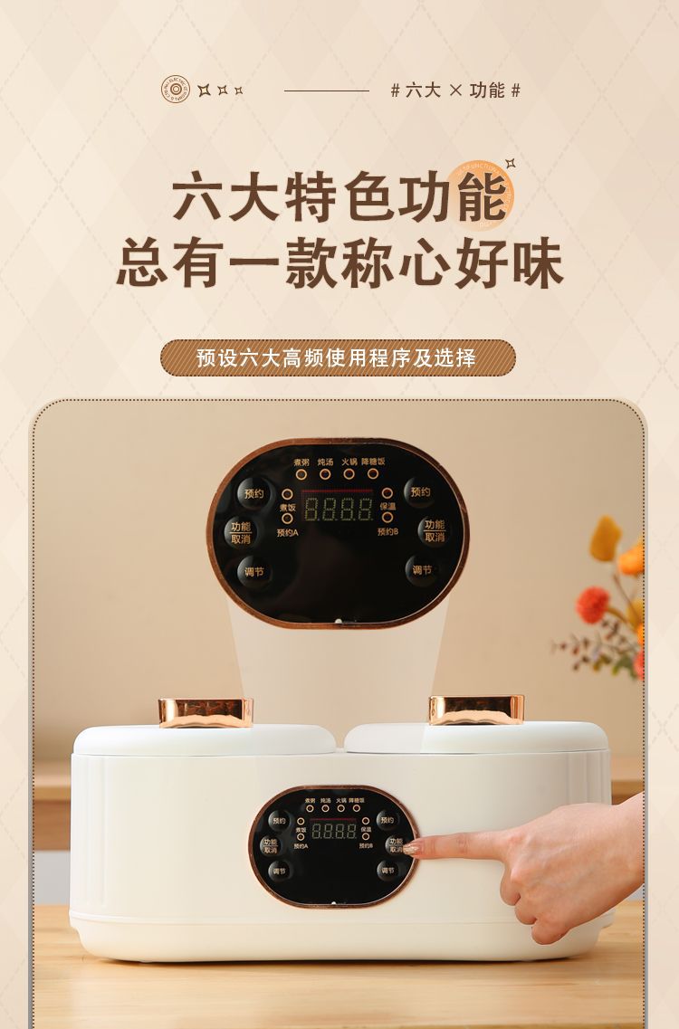 Wholesale Dual Pot Rice Cooker Fully Automatic Multi-Functional Integrated Rice Cooker Hot Pot Steaming Intelligent Reservation Insulation