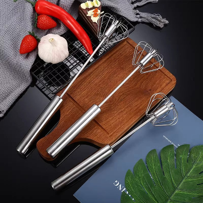 Egg Beater Stainless Steel Manual Semi-Automatic Household Egg Cream Whisk Mixer Baking Tool Plug-in Kitchen