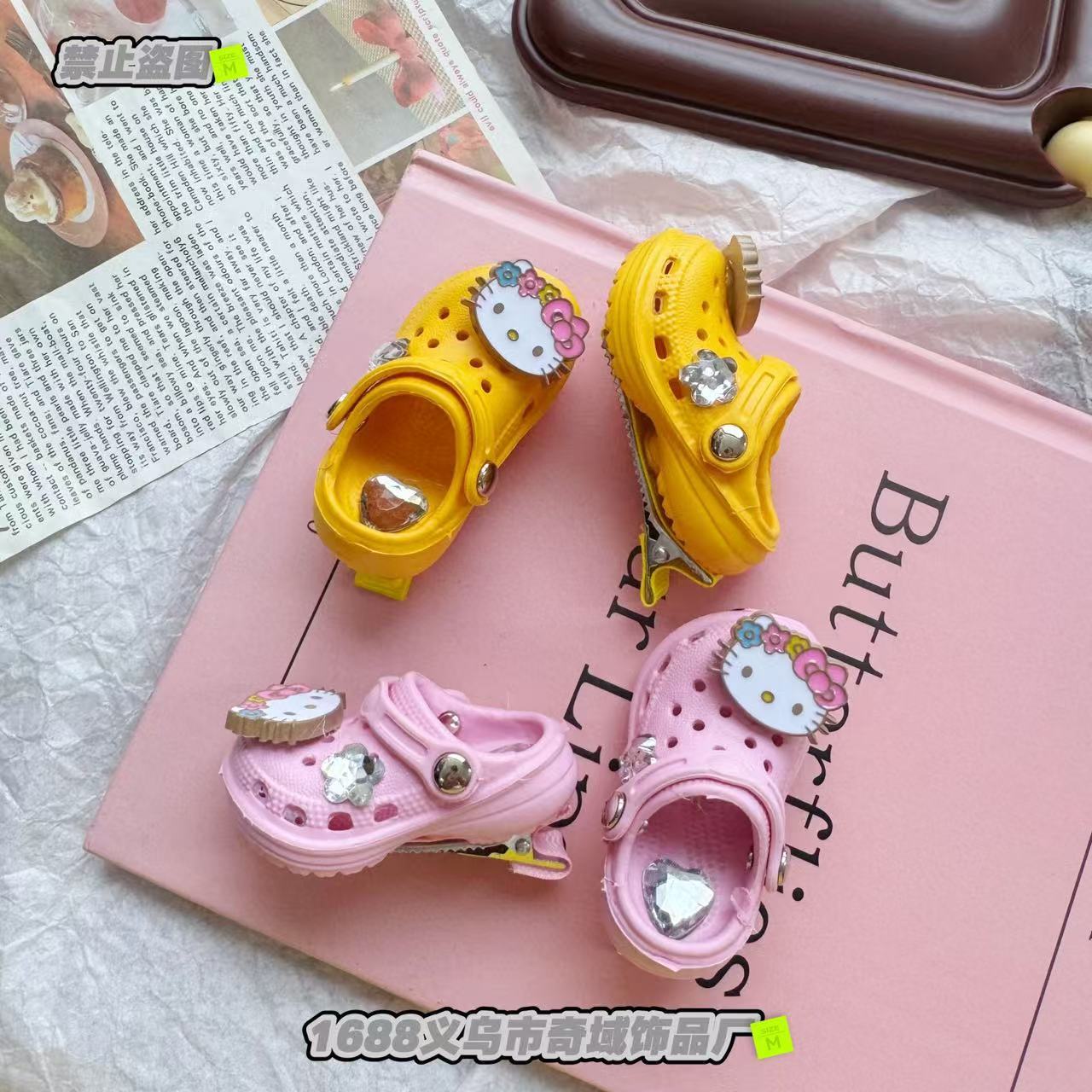 Diamond-Encrusted Cute Cartoon Cat Slippers Hair Clip Duckbill Clip Fresh Sweet Versatile Hair Accessories Headwear Unique Design