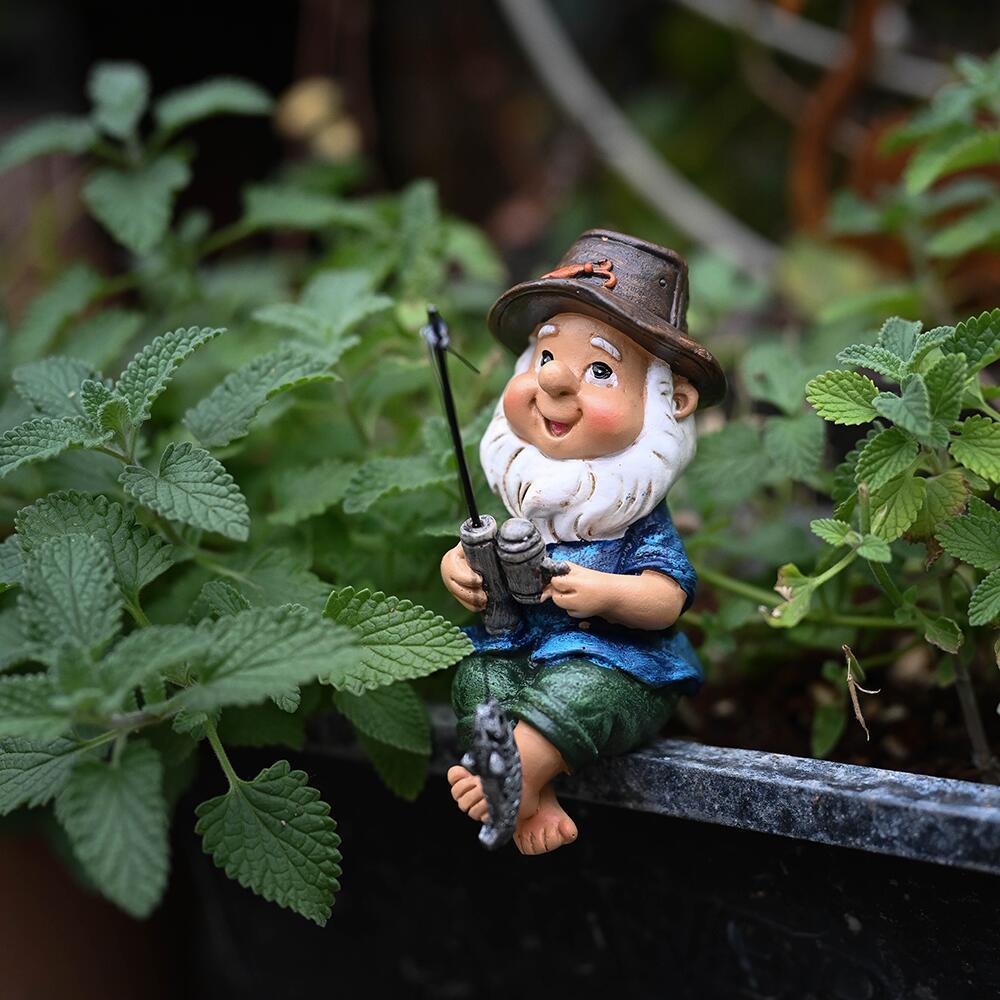 Cross-Border Resin Fishing Dwarf Figurine Garden Rockery Pond Landscape Decoration Accessories Creative Outdoor Courtyard Decor