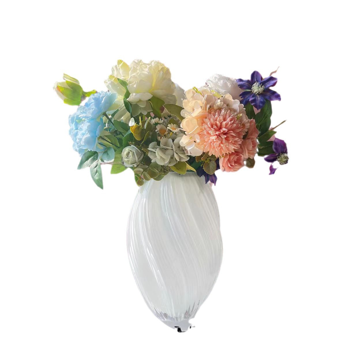 ins European Style Minimalist Niche Creative Light Luxury High-End Dining Table Living Room Decoration Hydroponic Flower Arrangement Glass Vase