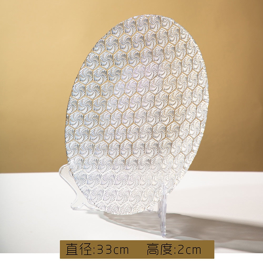 Western-style Glass Dinner Plate charger plate Wedding Banquet Decoration Plate High-Value Fruit Plate13inch pad plate