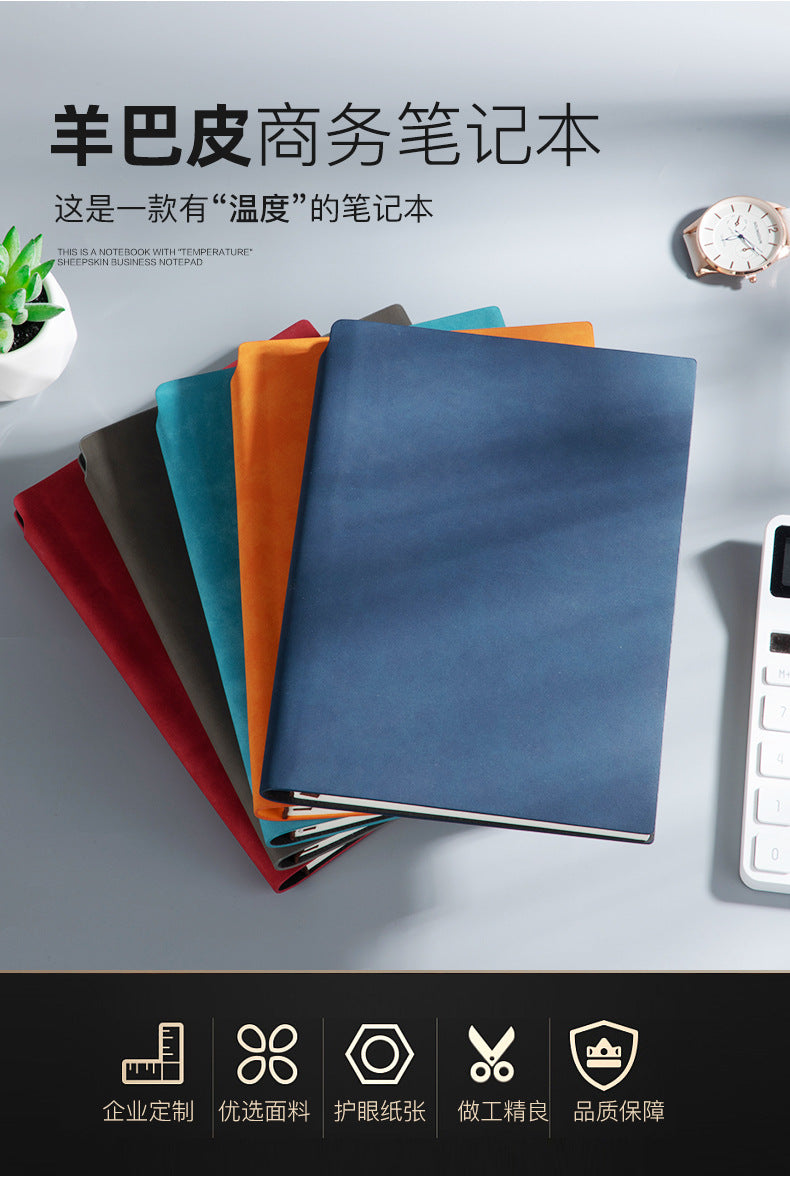 Custom Side Pen Slot Notebook logo Thickened Sheepskin Leather Notebook A5/A6Minimalist Business Journal