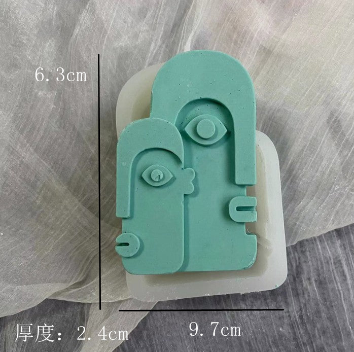 Artistic Abstract Human Face Scented Candle Silicone Mold DIY Moon Sun Face Portrait Plaster Handmade Soap Candle Mold