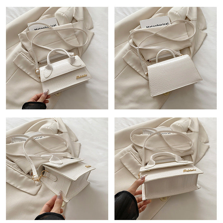 Korean style stone pattern single shoulder bag for women2025New Textured Handheld Small Square Bag Versatile Fashion Simple Crossbody Bag