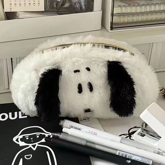 Student Stationery Bag Cream Color Junior High School Trendy Cute Korean Version White High-Value Pencil Case Plush Girly Canvas Free Shipping