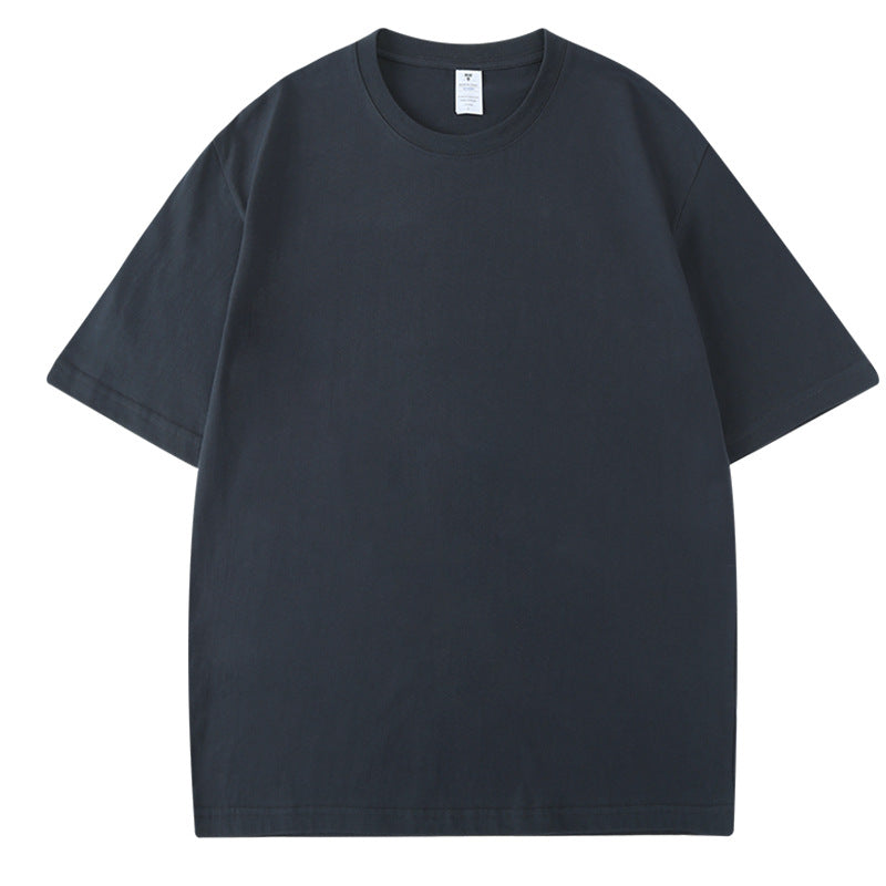 230G Men's Pure Cotton Crew Neck t Short-sleeve Drop Shoulder Cotton Workwear Printed Summer American Style oversize Men's Clothing t