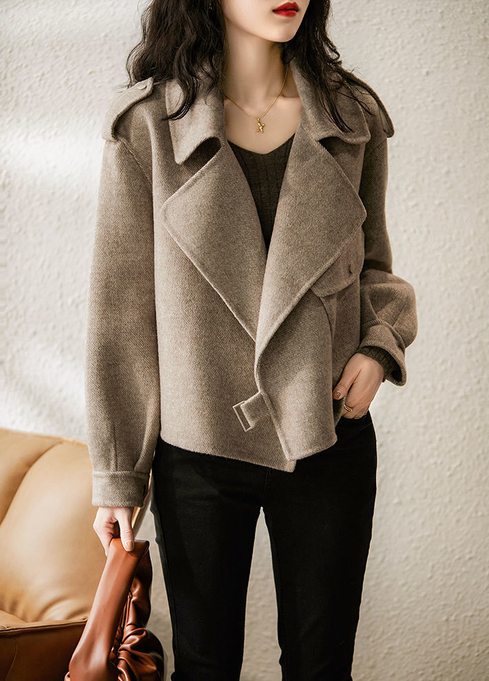 Hepburn Style New Woolen Suit for Women British Style Autumn Winter Petite Chic Versatile Loose French Short Coat