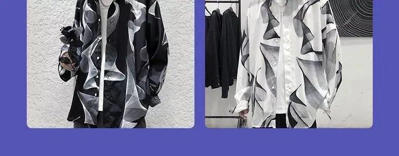 Autumn Hong Kong Style Cool Long Sleeve Shirt for Men Dark Style Design Top Youth Casual Loose Shirt