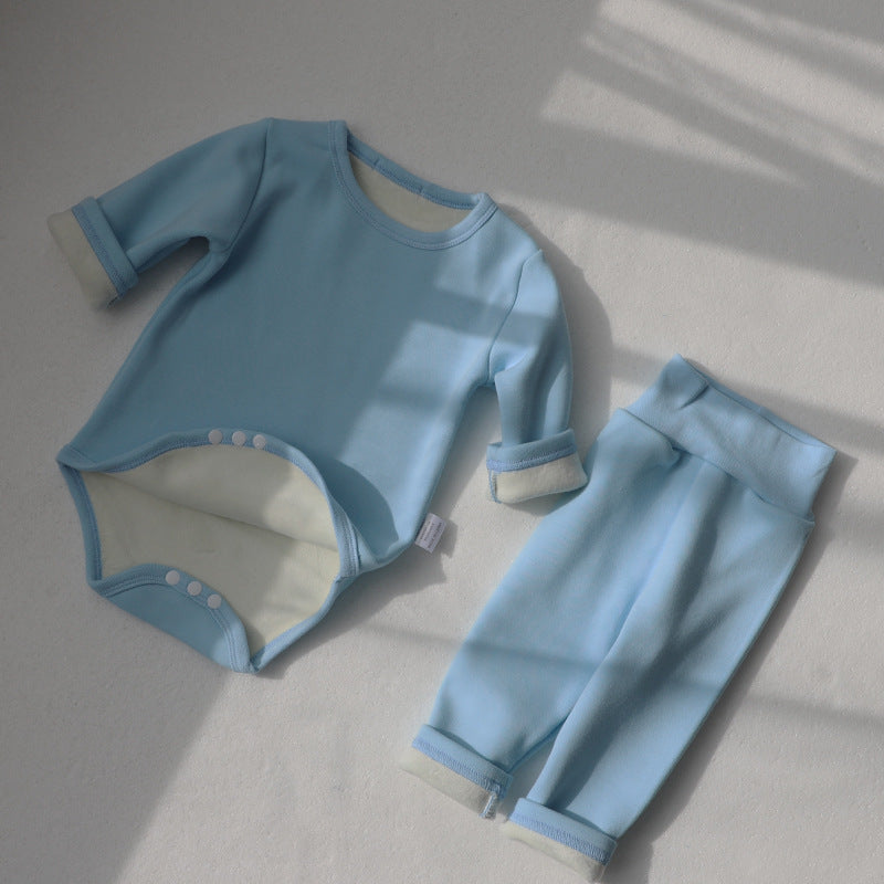 Baby Romper Spring and Autumn a High-Waist Belly Protection Pants Set Baby Spring and Autumn Triangle Romper Bodysuit Jumpsuit