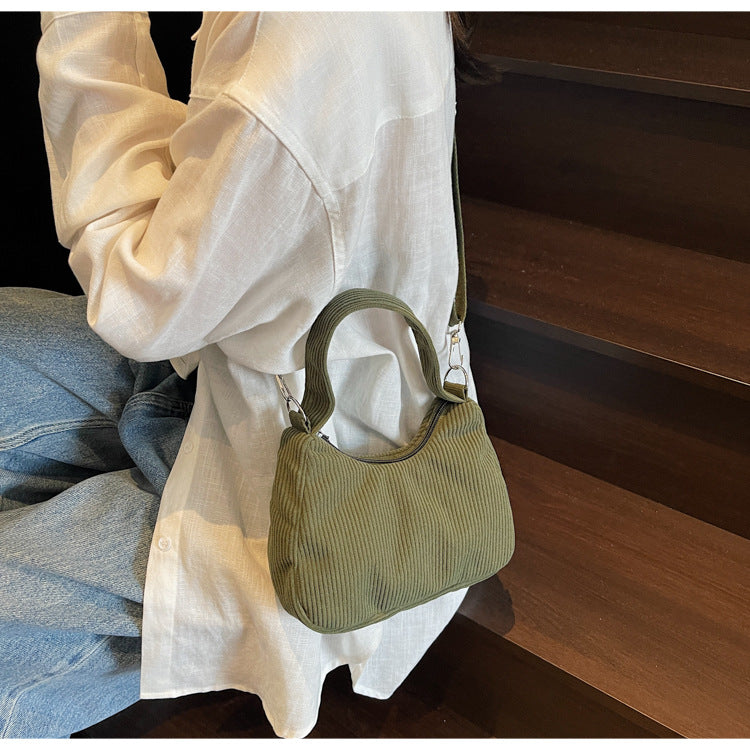 2024New Casual Large Capacity Women's Shoulder Bag Trendy Corduroy Versatile Crossbody Bag Trendy Bag Cross-Border Hot Item