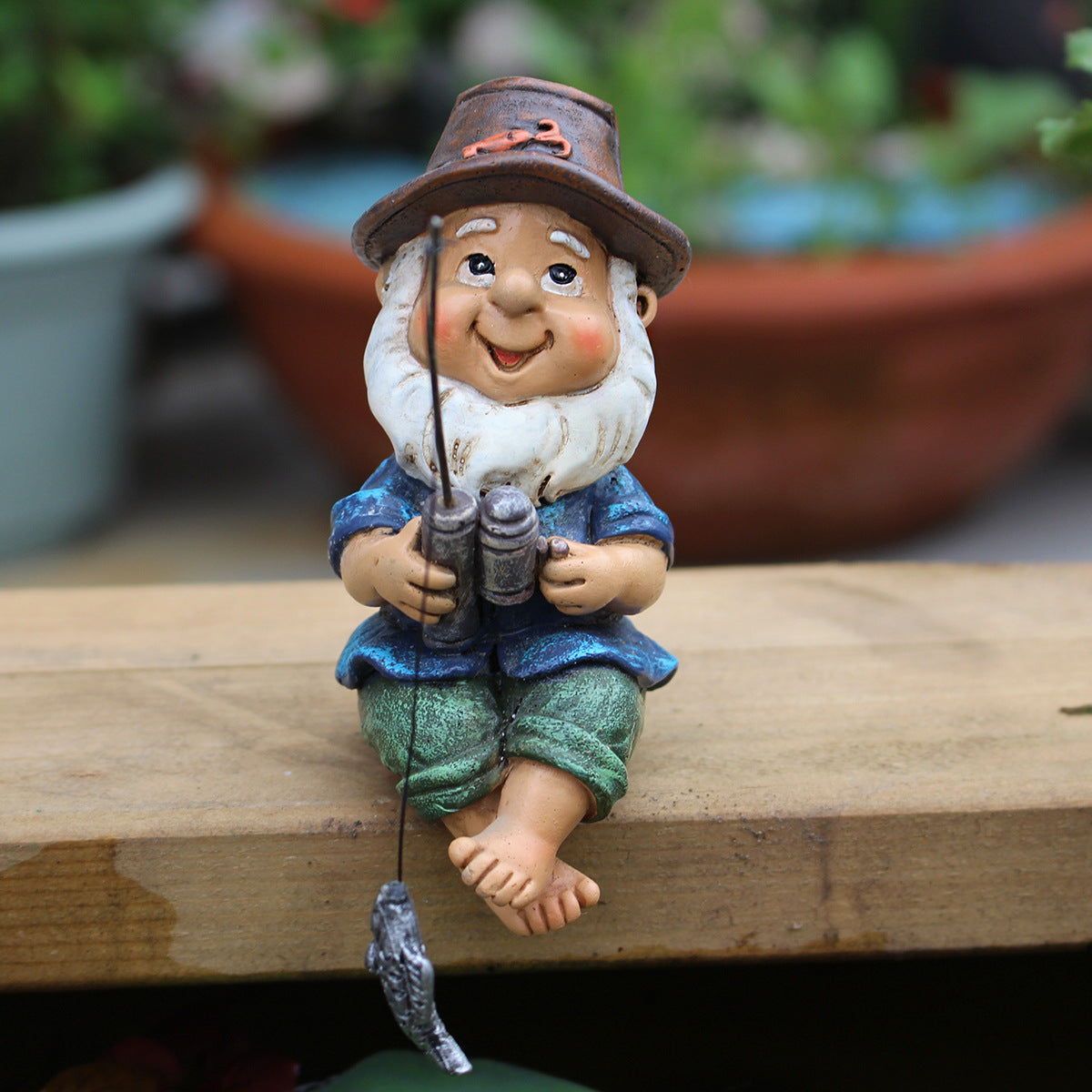 Cross-Border Resin Fishing Dwarf Figurine Garden Rockery Pond Landscape Decoration Accessories Creative Outdoor Courtyard Decor