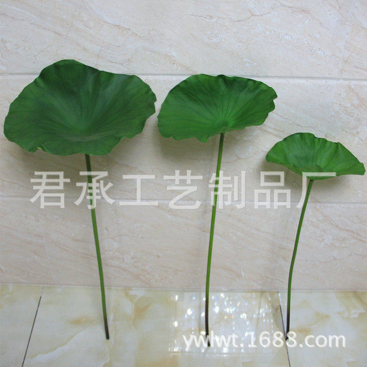 PU Lotus Leaf with Stem Artificial Lotus Leaf Lotus Bud Lotus Pod Chinese Countryside Style Buddhist Hall Decorative Flower Directly from Manufacturer