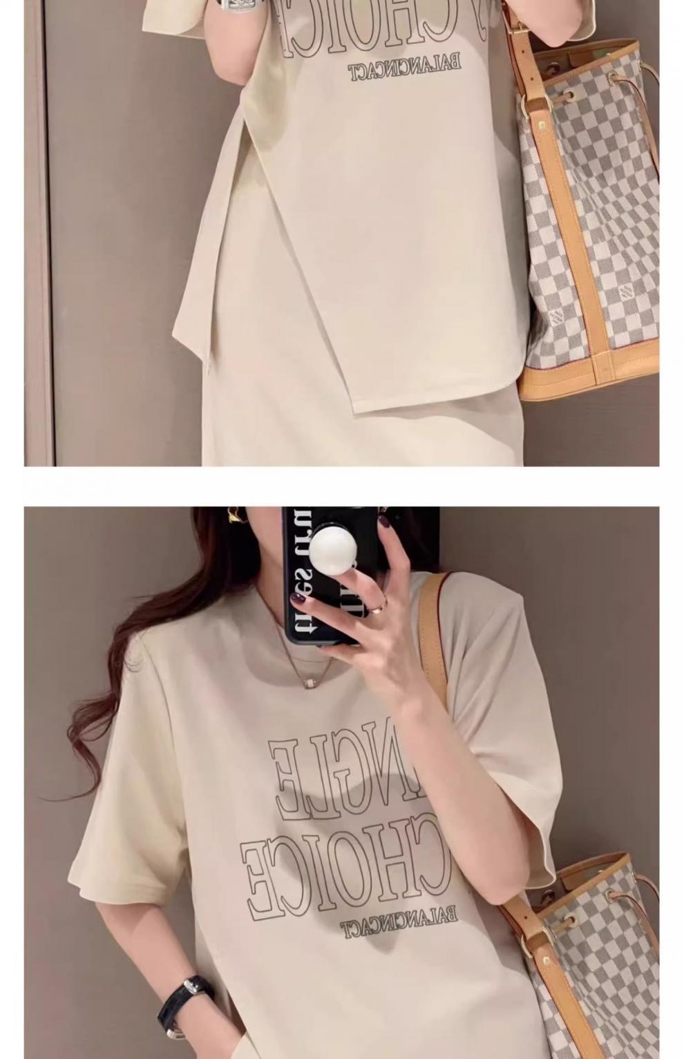 Plus Size Women's Summer Fashion Set European Style Belly Covering Slimming Skirt Two-Piece Set for Chubby Women mm300Jin