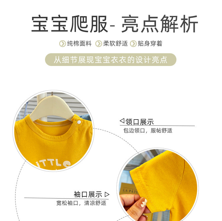 Pure Cotton Infant Jumpsuit Summer Pure Cotton Printed Korean Version Baby Romper Lightweight Breathable Unisex Baby Short Sleeve