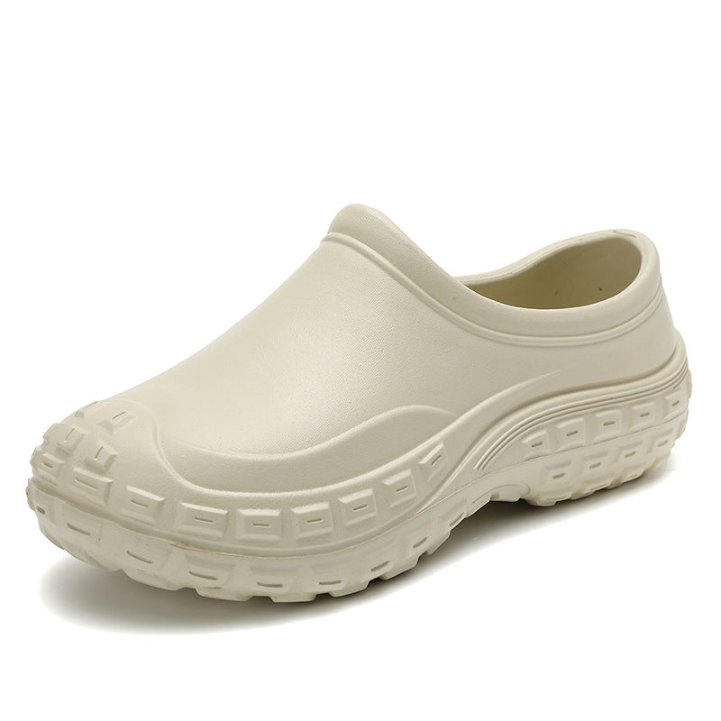 Chef Shoes for Men Spring Non-Slip Waterproof Oil-Proof Kitchen Shoes Black Thick Sole Slip-On Work Shoes for Women