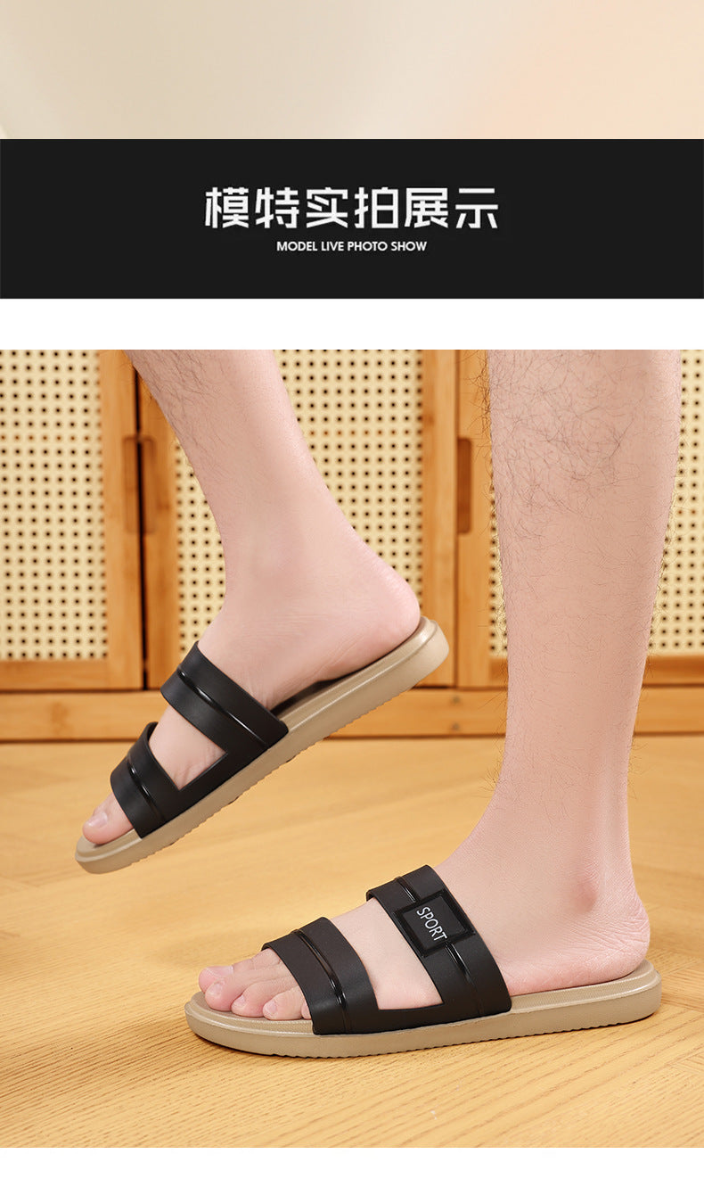 Men's New Summer Thick-Soled Slippers One-Word Outdoor Casual Comfortable Fashion Non-Slip Wear-Resistant Beach Shoes Soft