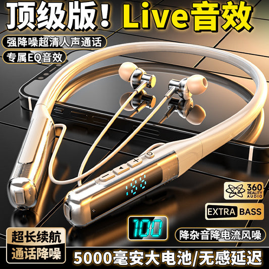 2025New Neckband Bluetooth Earphones Ultra-Long Battery Life Sports Super Bass Noise-Canceling Bluetooth Earphones Neckband
