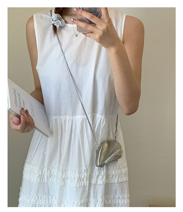 Mini2025Summer New Bag Niche Metal Shell Single Shoulder Chain Crossbody Bag Evening Fashion Small Bag for Women