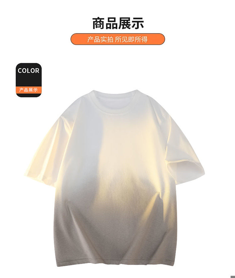Modal Cotton Short Sleeve T Men's Summer New Gradient Color Loose Round Neck Shirt t Trendy Versatile Fashionable Shirt