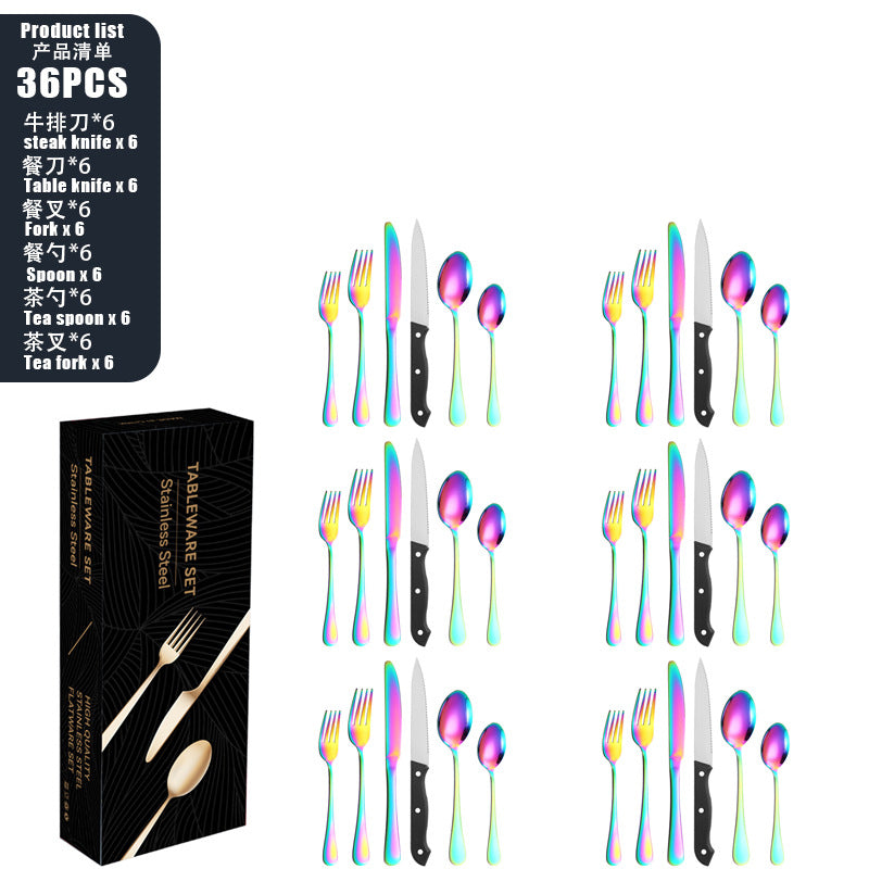 Tableware set Stainless Steel Tableware Set8Set of Cutlery, Fork, and Spoon for One Person48Set of Steak Knives in Color Box