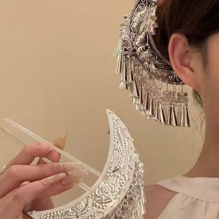 Guizhou Miao Silver Hair Accessories Southwest Ethnic Minority Dong Step Shake Hairpin Hair Accessories Hairpin Costume Accessories for Women