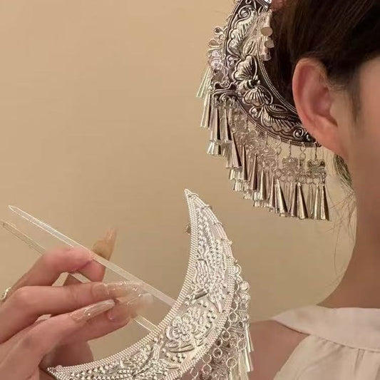 Guizhou Miao Silver Hair Accessories Southwest Ethnic Minority Dong Step Shake Hairpin Hair Accessories Hairpin Costume Accessories for Women