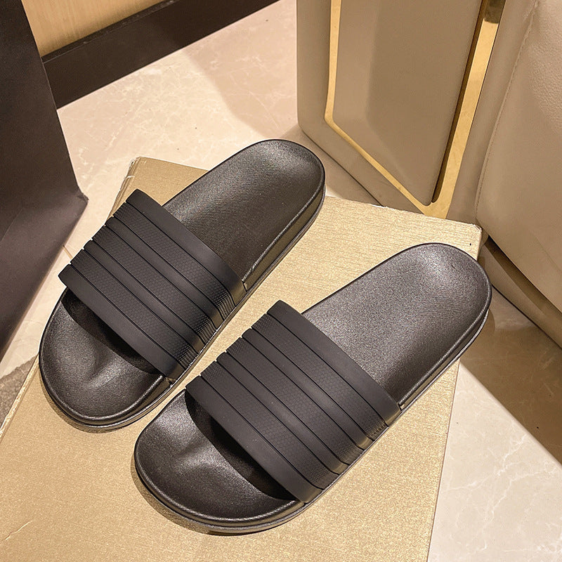Men's Three-Stripe Slippers2024New Korean Style Outdoor Indoor Home Bathroom Non-Slip Beach Sandals