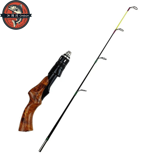 Short Section Ice Fishing Rod2Festive Shrimp Rod Winter Fishing Rod62cm Imitation Wooden Handle Straight Handle Gun Handle Children's Rod Wholesale