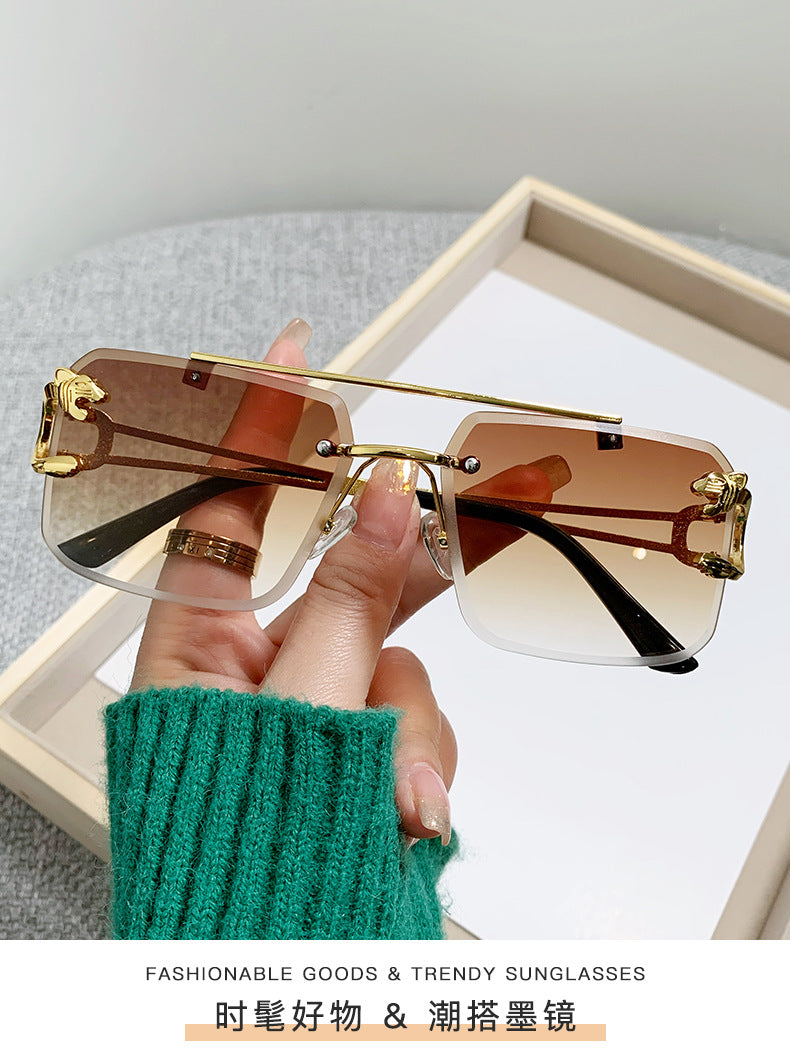 European and American Cross-Border Hot-Selling Double-Beam Edge-Cut Sunglasses for Men Wholesale Trendy Personality Sunglasses for Women sunglasses