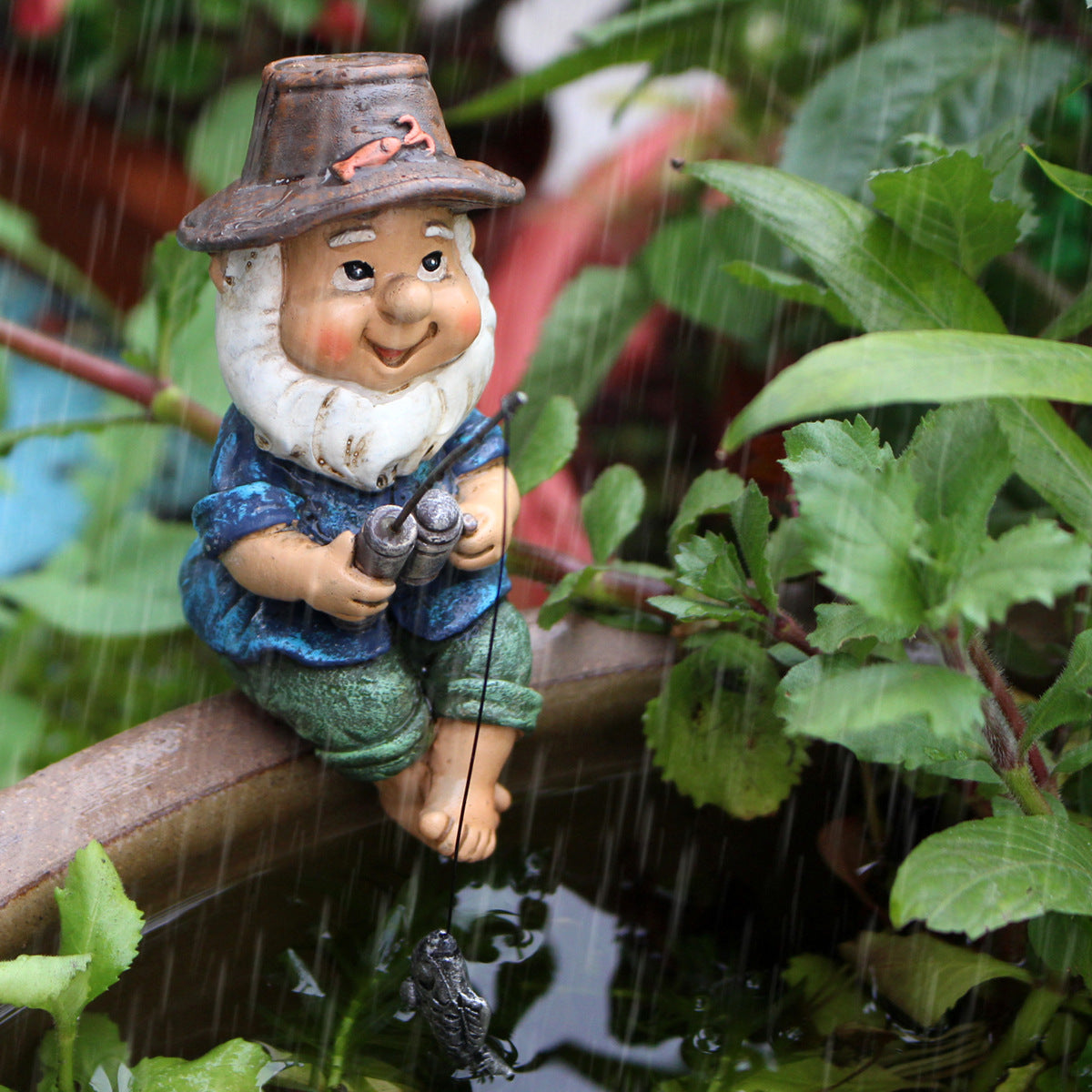 Cross-Border Resin Fishing Dwarf Figurine Garden Rockery Pond Landscape Decoration Accessories Creative Outdoor Courtyard Decor