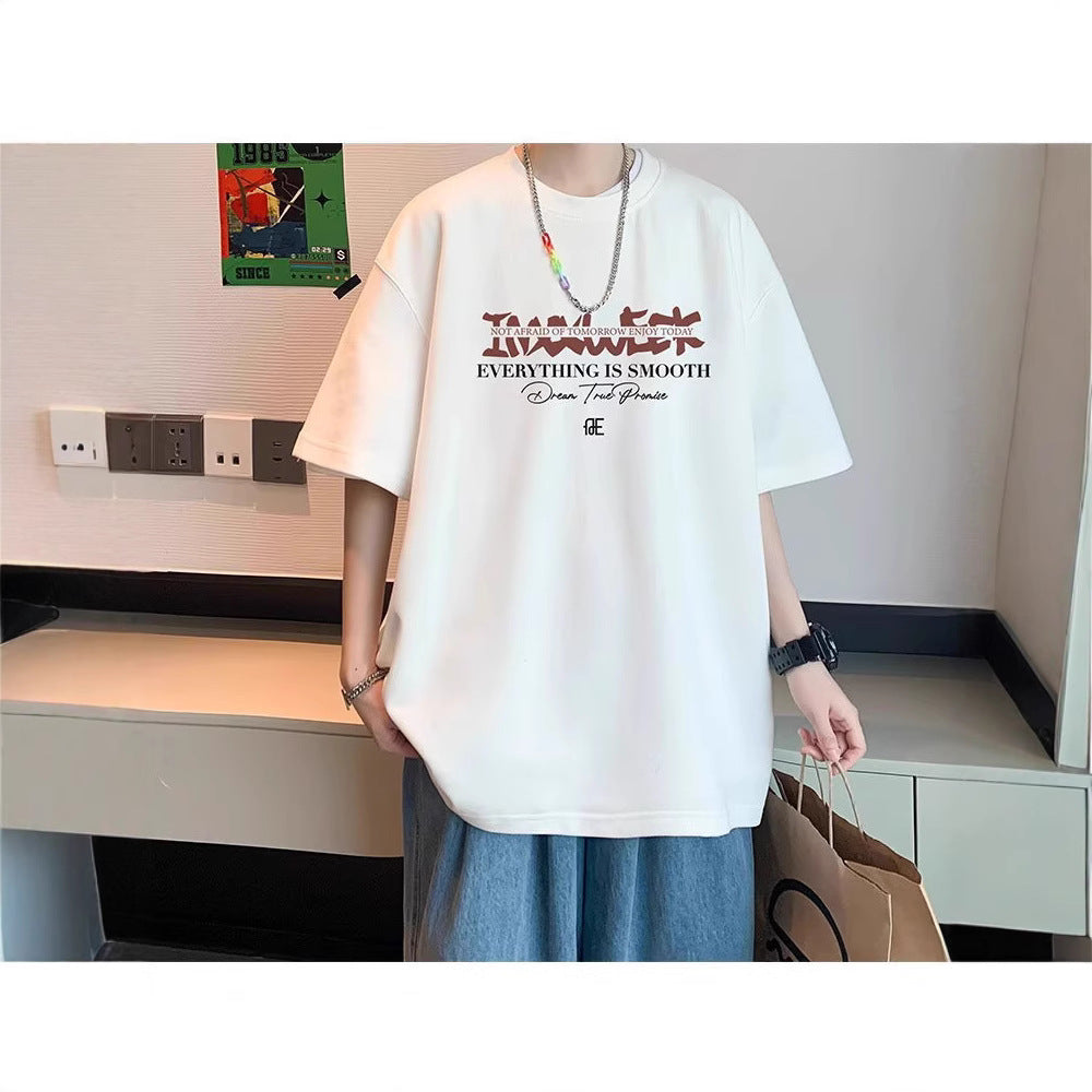 American Cotton Short Sleeve t Men's Summer T-shirt2025Youth Trendy Brand oversize Men's Half Sleeve Top