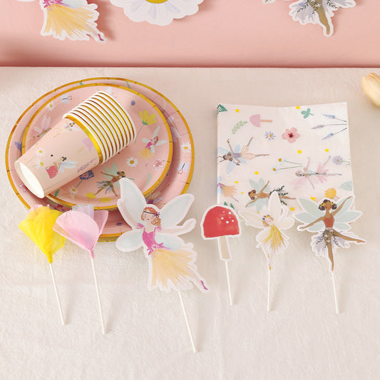 Birthday Party Disposable Tableware suit Cute Fantasy Wind Flower Fairy Paper Plate Decoration Supplies