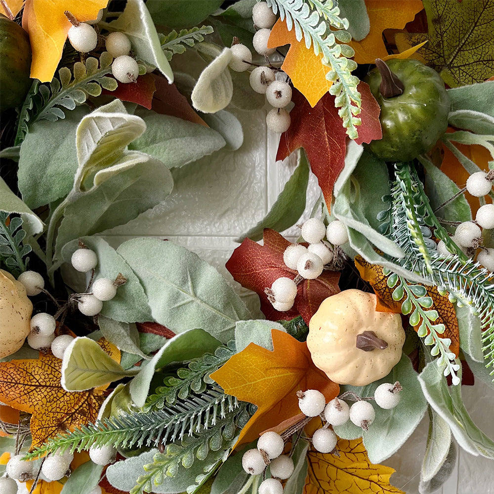 Autumn White Pumpkin Maple Leaf Wreath Amazon Thanksgiving Harvest Festival Autumn Artificial Wreath Pumpkin