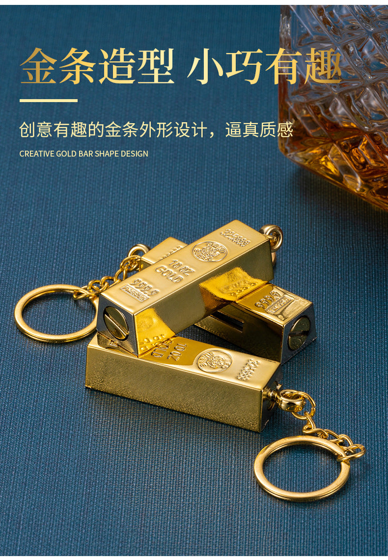 10,000 Matches Lighter Kerosene Outdoor Portable Keychain Gold Bar Shape Cigarette Lighter Men's Gift