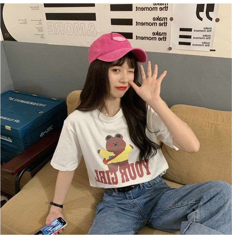 Couple Clothes Insi Trendy Cross-Border2023Summer New Style Crop Top Korean Version Slim Fit Short Sleeve T Shirt for Female Students