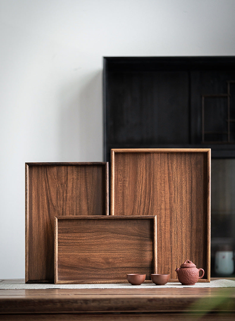 Walnut Tea Tray Minimalist Dry Tea Tray Cup Storage Tray Chinese Style Candy Dessert Fruit Tray Tea Room Tea House Wholesale