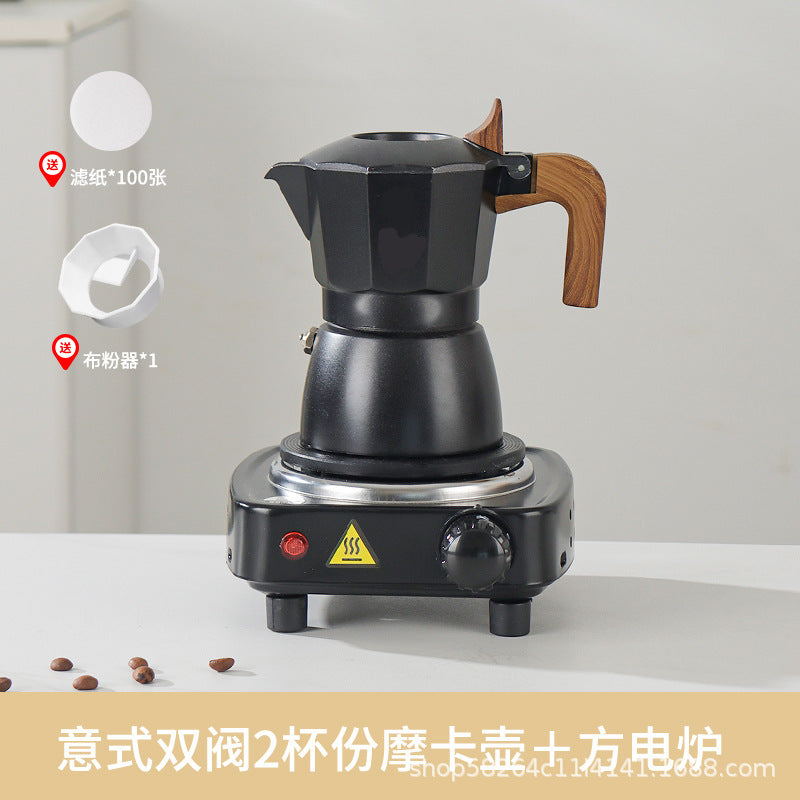 Moka Pot Home Use Small Coffee Pot Coffee Brewing Set Double Valve Hand Brew Pot Espresso Extraction Italian Coffee Machine