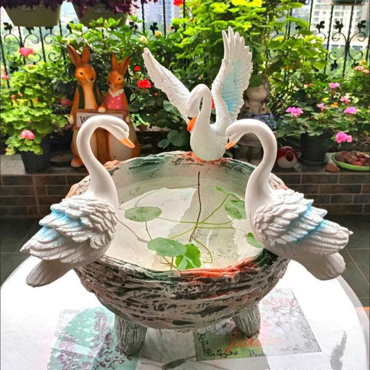 Creative Villa Outdoor Landscape Ornament Resin Green Radish Flower Pot Garden Courtyard Swan Pot Hydroponic Green Plant Container