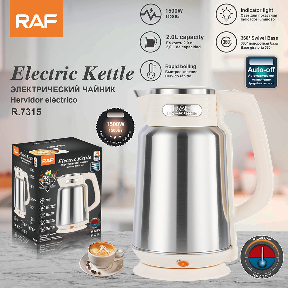 European Standard Cross-Border2.0L Electric Kettle Household Stainless Steel Electric Heating Kettle Automatic Power Off Fast Heating
