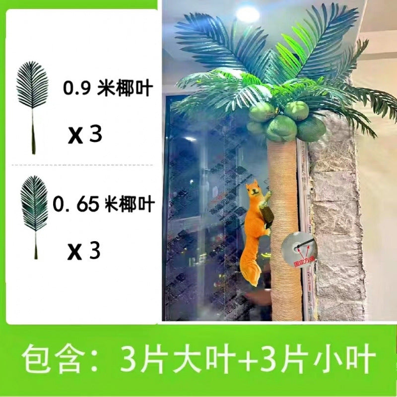 Artificial Coconut Tree Real Green Plant Coconut Fruit Leaves Pipe Decoration Sewer Cover Indoor Beautification Balcony Artificial Landscape