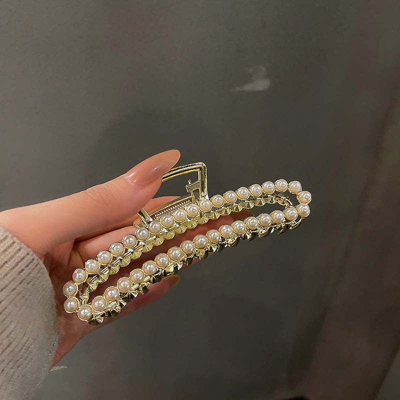 Pearl Large Star Clip Hair Clip Korea ins Fashionable Light Luxury Shark Clip Hair Claw Back of Head Side Hair Accessory for Women
