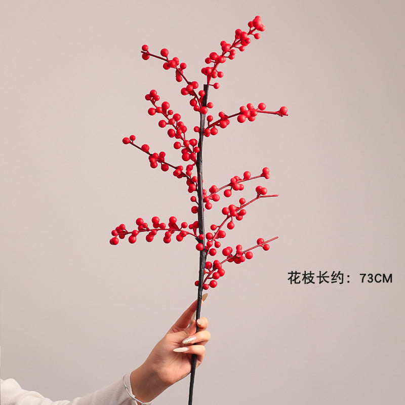 Wholesale Housewarming Gift Winter Green Red Fruit Artificial Flower Bouquet Decoration Ornament New Home Move-in Joy One Piece Dropshipping