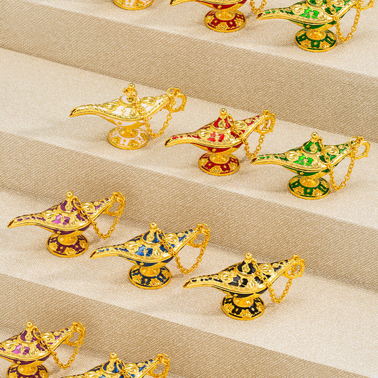 Cross-Border Hot Item Xiyin Aladdin's Magic Lamp Small Alloy Decorative Ornaments Crafts Pattern Magic Lamp
