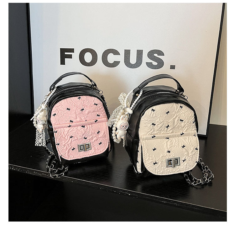 Foreign Trade Color-Block Niche Women's Backpack2025Spring and Summer New Mini Versatile Chain Super Popular Double Shoulder Small Bag