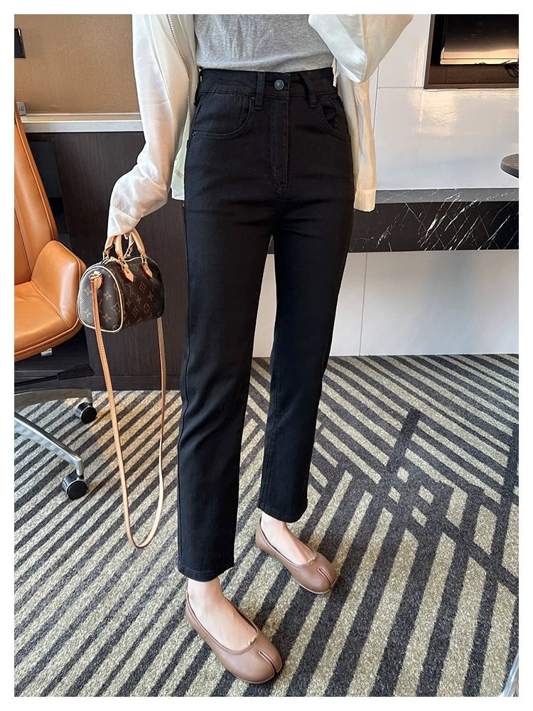 Thin and Soft Mask Pants！Summer Thin Jeans for Women Slimming Petite Nine-point Narrow Straight-leg Pants